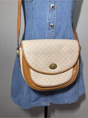 VINTAGE GUCCI Micro GG Monogram Cream Tan Leather Crossbody Shoulder Bag Purse
